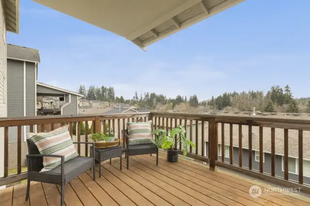 Upper deck providing outdoor living options.