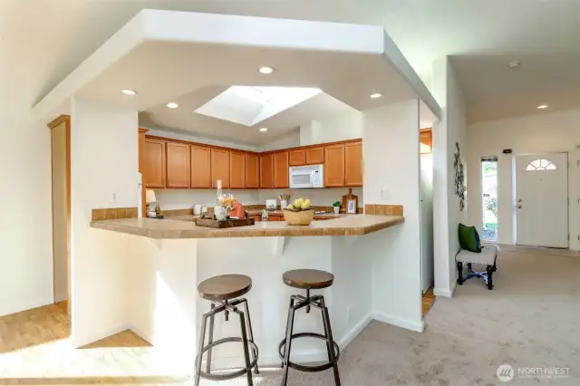Large counter for bar stools.