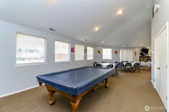 Pool table fun in the club house.