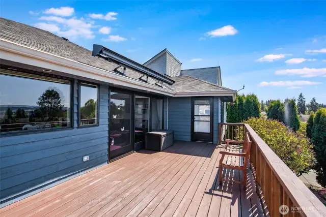 Gorgeous back deck perfect for enjoying the views. Compete with electric remote controlled awning for when you need some shade
