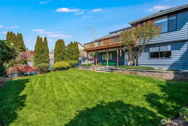 Backyard is fully fenced making it perfect for pets and kids