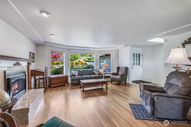 Formal living room with peaceful view of the garden