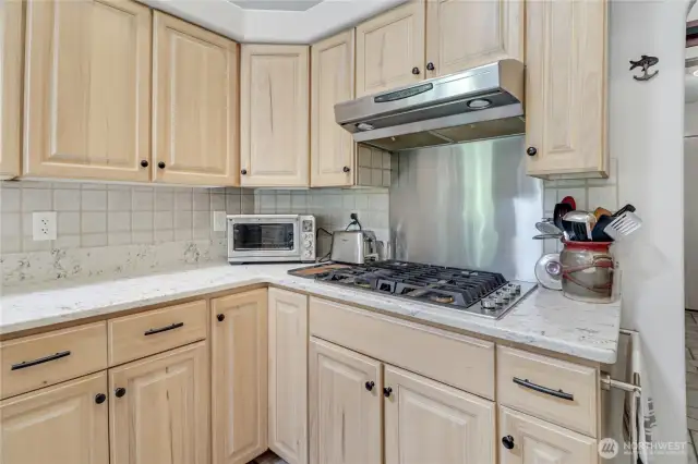maple cabinets propane stove top down draft