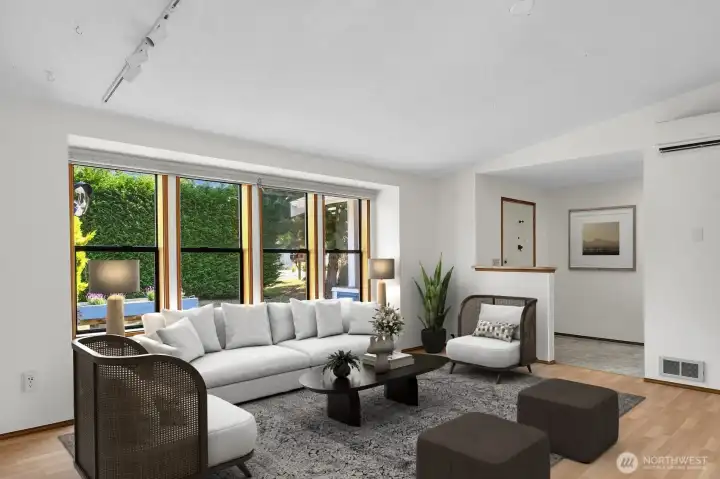 Light and bright with vaulted ceilings. Ductless Heating and Air Conditioning