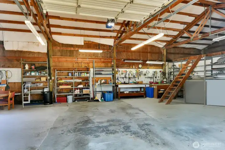 Detached Shop and Garage Area. Over head loft for storage space.