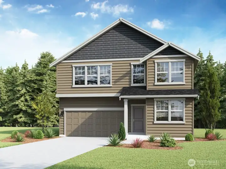 Wellington Plan Marketing Rendering - Depictions of homes or other features are artist conceptions. Hardscape, landscape, and other items shown may be decorator suggestions that are not included in the purchase price and availability may vary. No view is promised. Views may also be altered by subsequent development, construction and tree growth and landscaping.