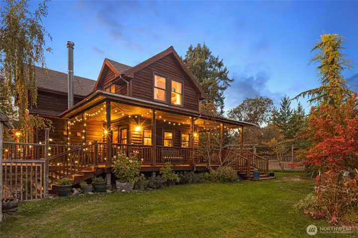 The farm house at twilight.