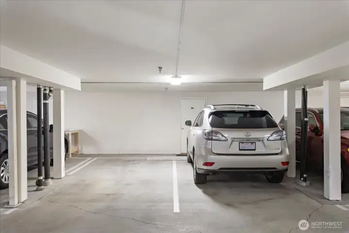 Both spots are for this unit and are easy access. Storage is in the background.