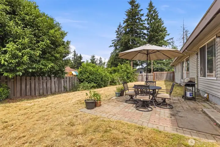 Spacious virtually staged backyard