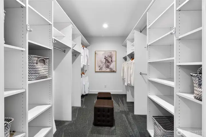 Generous primary walk in closet