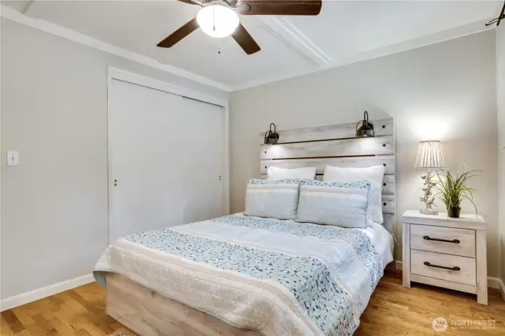 The primary bedroom also features a generously sized closet with plenty of room for wardrobe storage. The primary bedroom also features a generously sized closet with plenty of room for wardrobe storage.