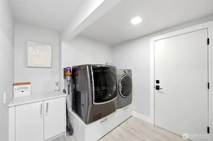 Functional utility area with additional storage space.