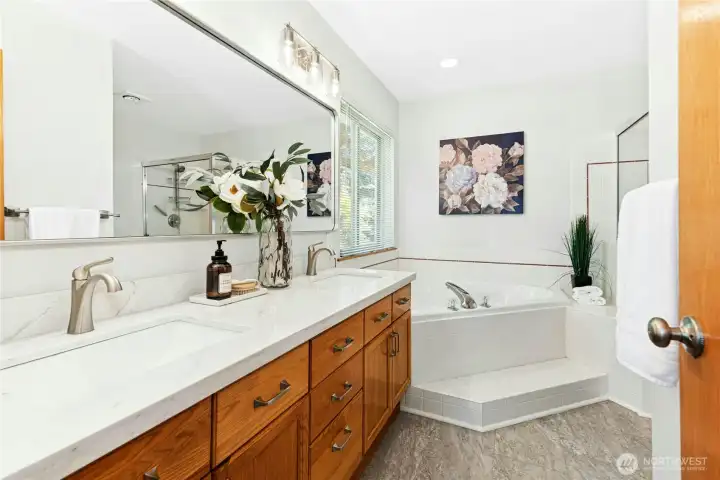 Updated primary bathroom. Updated primary bathroom.