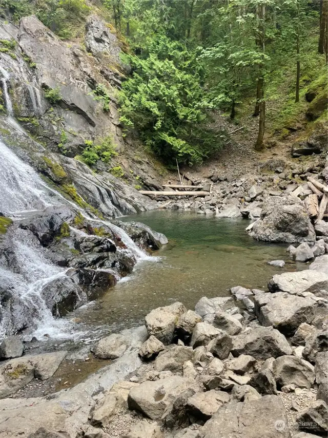 Cool off at the base of Rocky Brook Falls