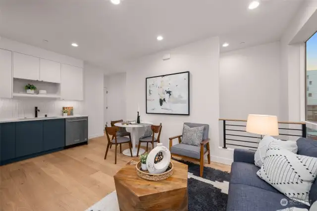 Elevate your evenings with a stylish wet bar and dining area. Perfect for intimate dinners or lively cocktail hours.