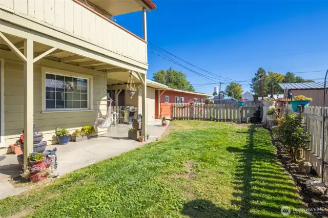 A large covered patio is a bonus for the lower unit.