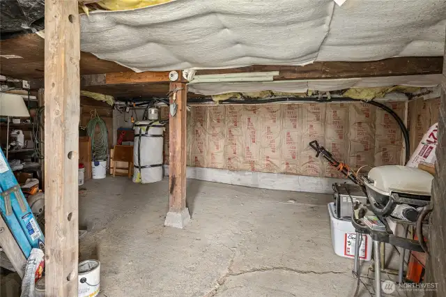The basement foundation was restored and is ready for someone to finish this space out.