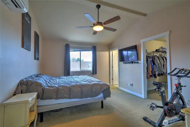 Large primary bedroom with vaulted ceilings
