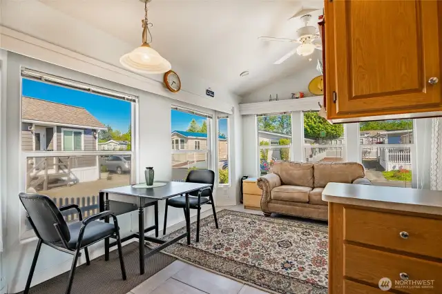 Vaulted ceilings, fan / light