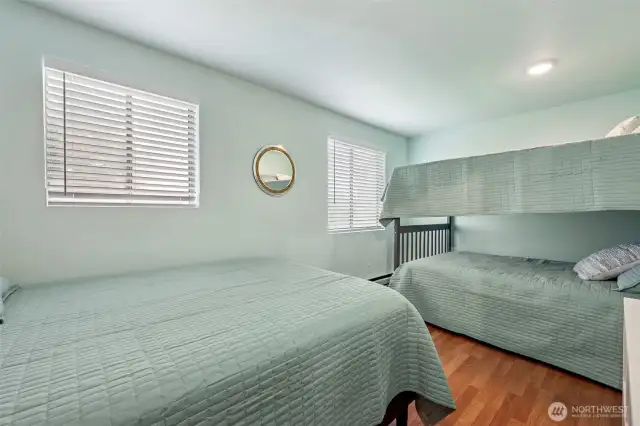 2nd guest room is spacious enough for bunk beds and a queen size bed!