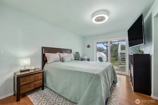 3rd guest room on entry level with walk-out to covered patio and hot tub.