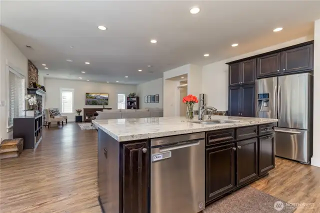 Kitchen overlooks the living/great room