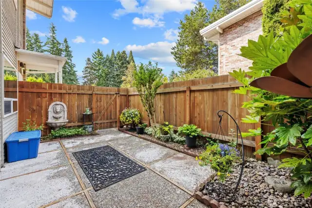 A quiet and inviting spot for summer nights or crisp fall days, providing a true sense of privacy and relaxation.