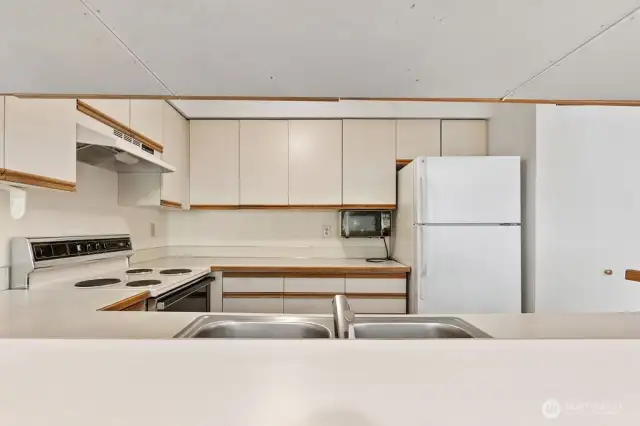 The kitchen, meanwhile, is a blank canvas awaiting your creative vision—perfectly functional, yet ready for someone to whisk it into the modern era with a dash of style and an upgrade or two.