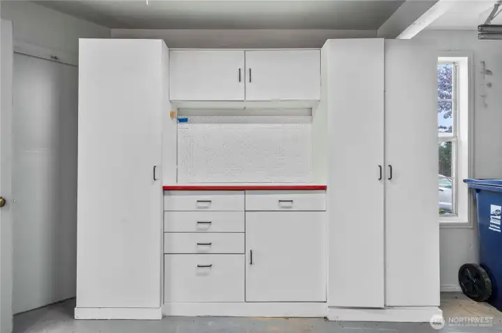 Garage storage - stays with sale.