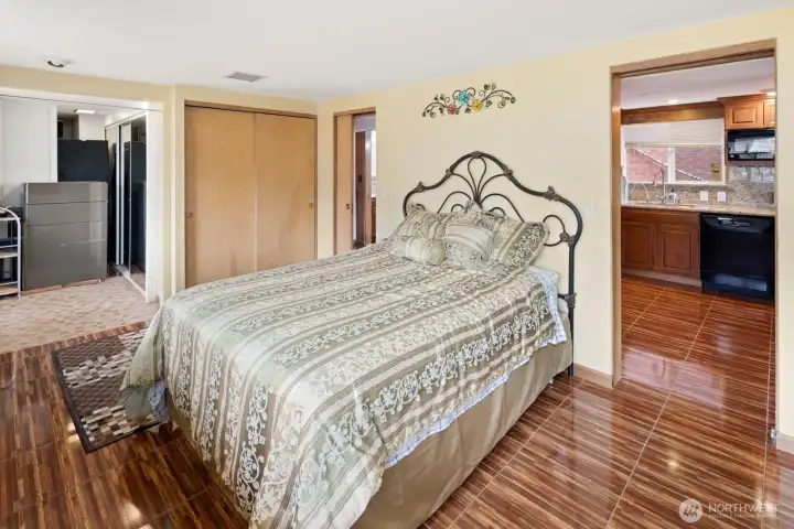 Lower level primary suite, 4 closets (lots of storage)