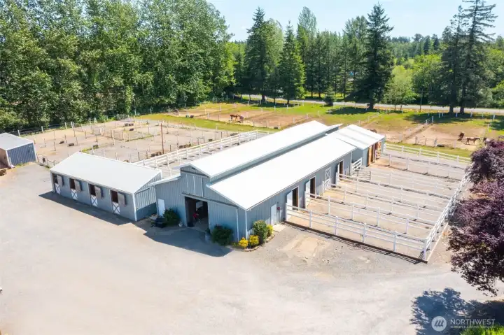 Build in 2015, this barn features 12 stalls with individual runs off each stall.