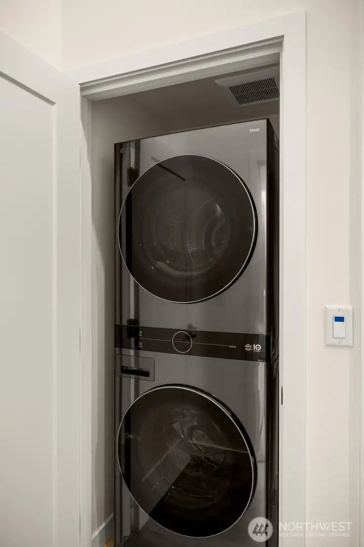 3rd floor stacking LG washer and dryer.