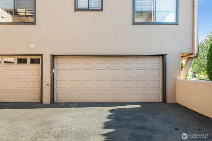 Secure double parking garage, & 2 dedicated additional uncovered spaces