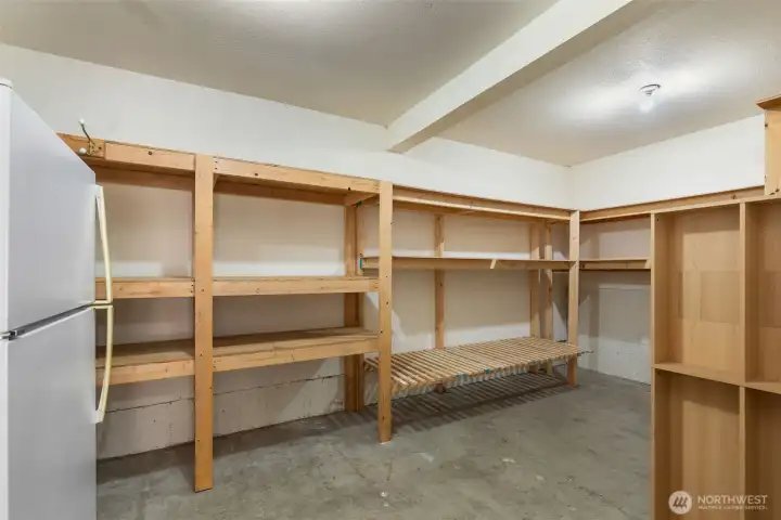 Spacious storage area off the back of the garage