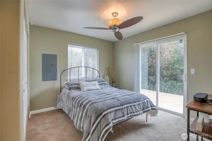 Master bedroom with slider to private deck