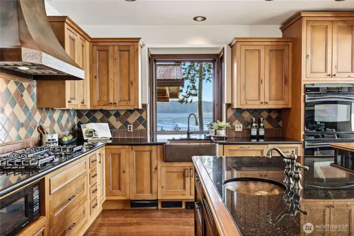 A Serious Kitchen with a serious View. Hood Canal Framed right above the sink.