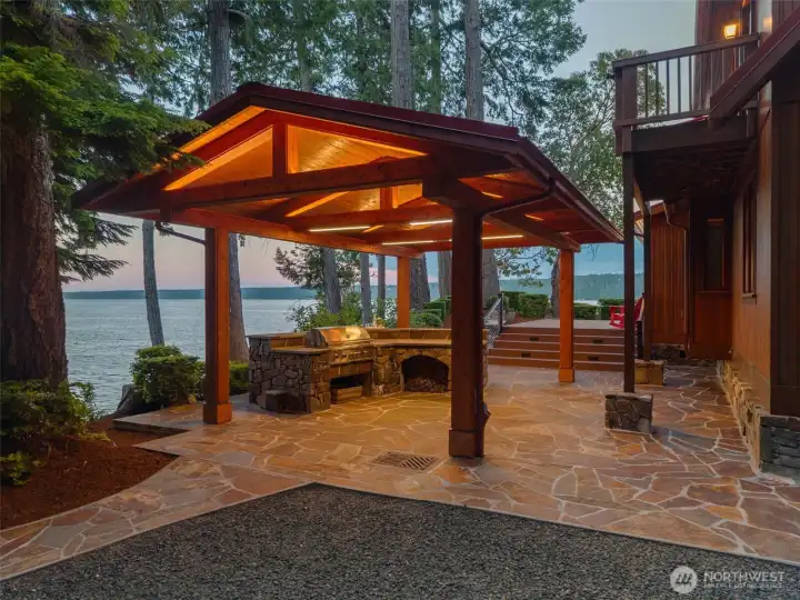 Covered BBQ area, with flagstone patio