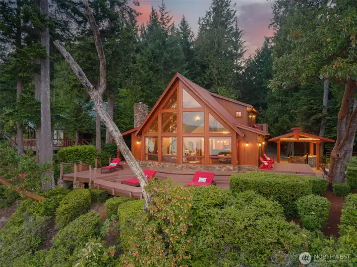 The waterfront deck, front row seats to Hood Canal, every single day.