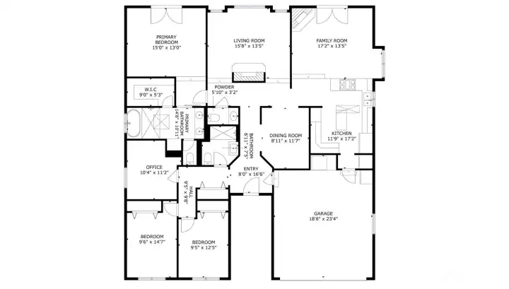 Floor plan to help you envision this well-laid out home.  Sq.ft. for illustrative purposes only.