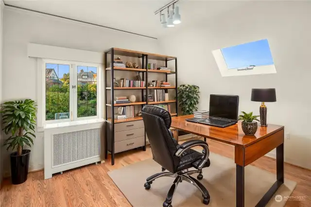 Upstairs Fourth Bedroom Virtually Staged as an Office.