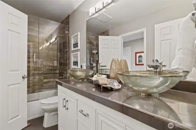 Up stairs Full Bath with designer touches serves 2 bedrooms