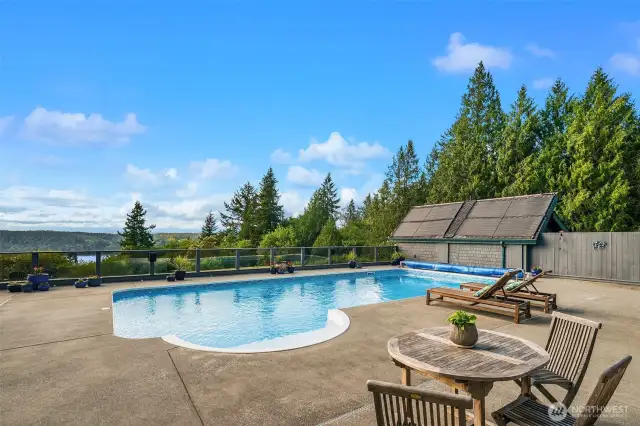 This is a very popular spot in the summer. The saltwater pool is cool and refreshing and the patio can accomodate large gatherings.