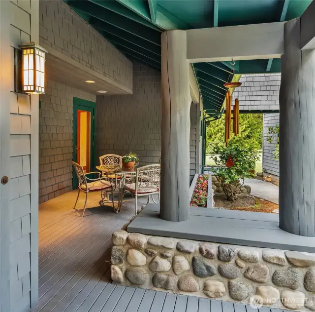 A lovely nook off the entry deck for morning coffee.