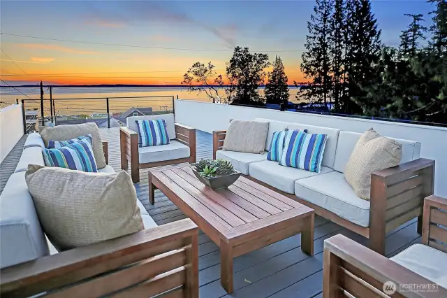 Sunset view off rooftop deck