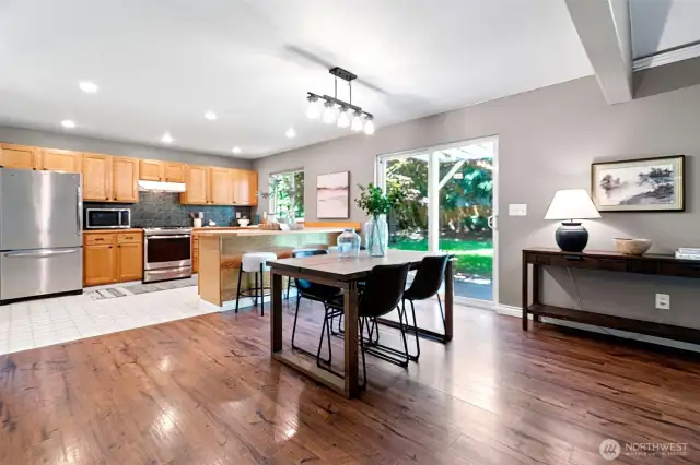 Dining room with direct patio access to back yard.