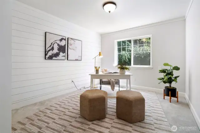 Third bedroom - staged here as an office space. Lots of natural light.