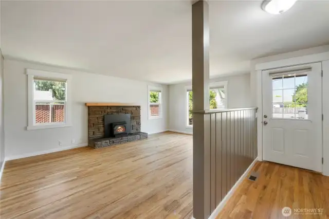 A light-filled entryway welcomes you into the inviting living room