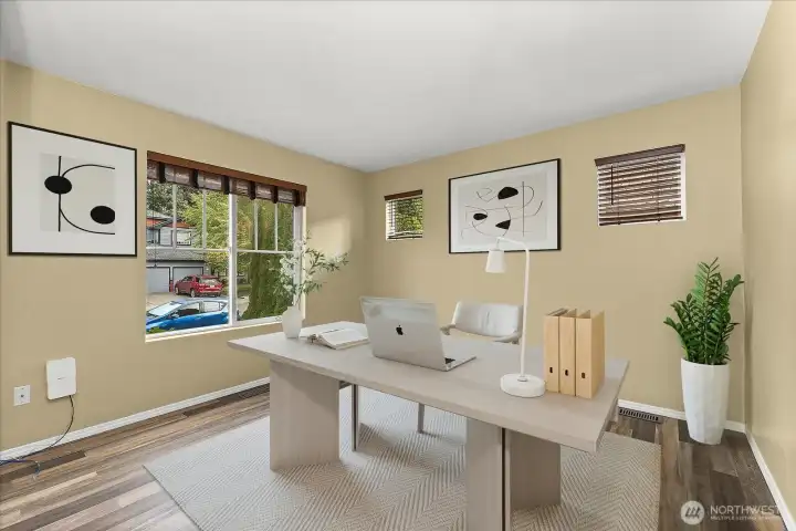 Here is another shot of this room as an office/den. virtually staged.