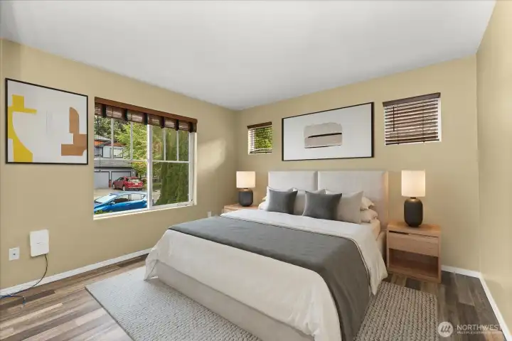 Here is another shot of this room as a main floor bedroom, if needed. Virtually staged.