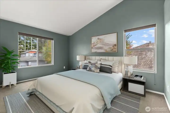 Primary bedroom. Virtually staged.